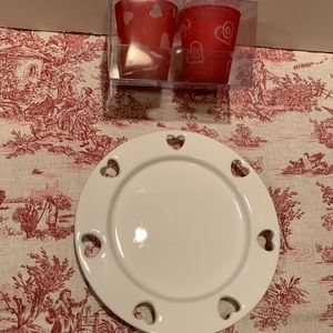 HEART/VALENTINE’S DAY CANDLE & PLATE BUNDLE.